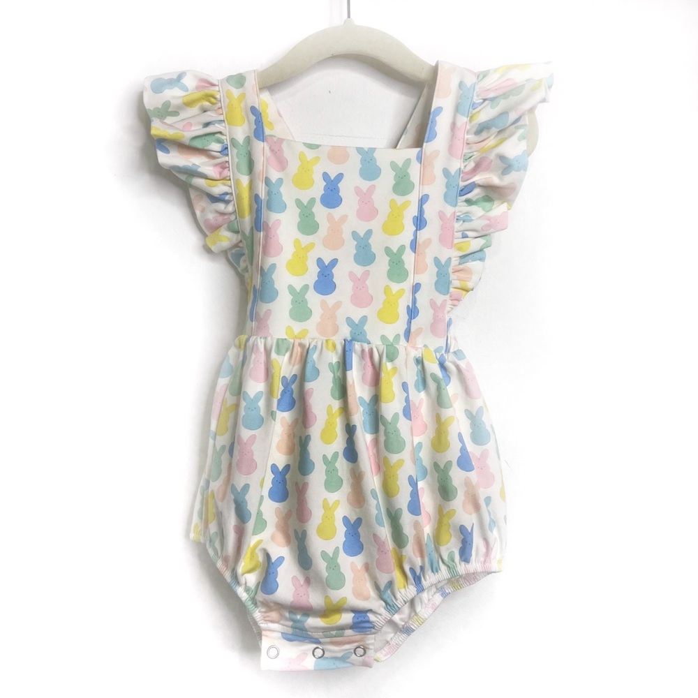 Ollie Jay Easter Spring Bunny Bubble Romper with Ruffles NWT Size 2T